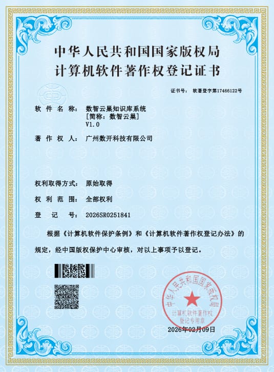 数智云巢软件著作权证书